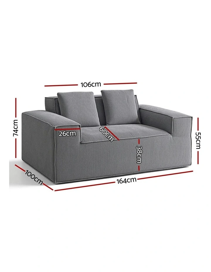 2 Seater Sofa Bed Couch in Grey image 4