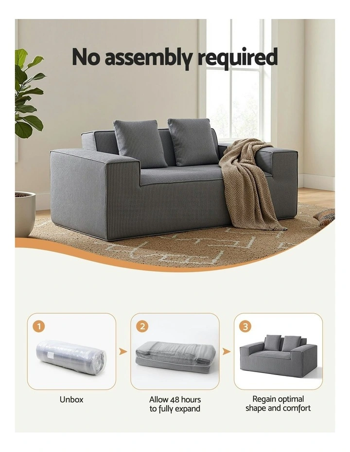 2 Seater Sofa Bed Couch in Grey image 6