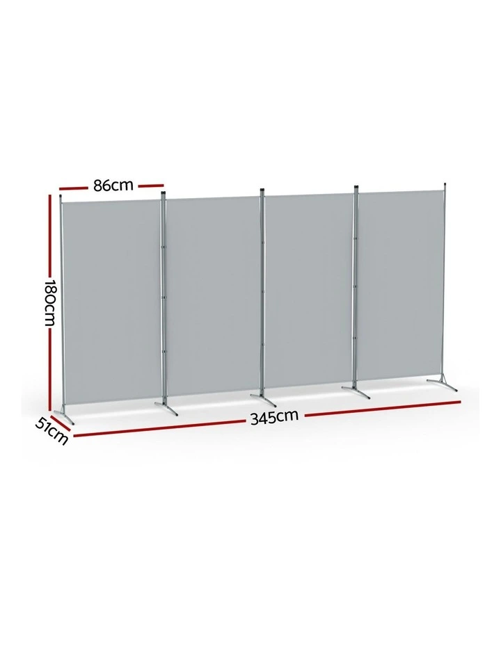 Panel Room Divider Screen 345x180cm in Grey image 4
