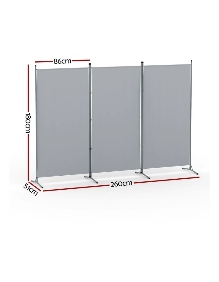 Panel Room Divider Screen 260x180cm in Grey image 4