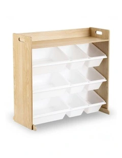 Toy Box Organiser Storage Rack 9 Bins in Wooden
