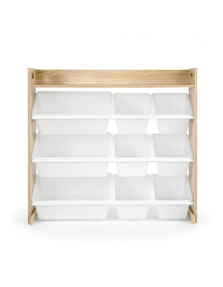 Toy Box Organiser Storage Rack 9 Bins in Wooden image 2