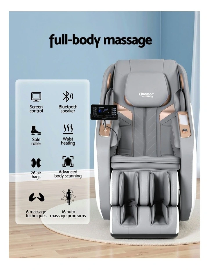 Livemor 4D Massage Chair Electric Recliner Double Core Mechanism Massager ROWA White image 5