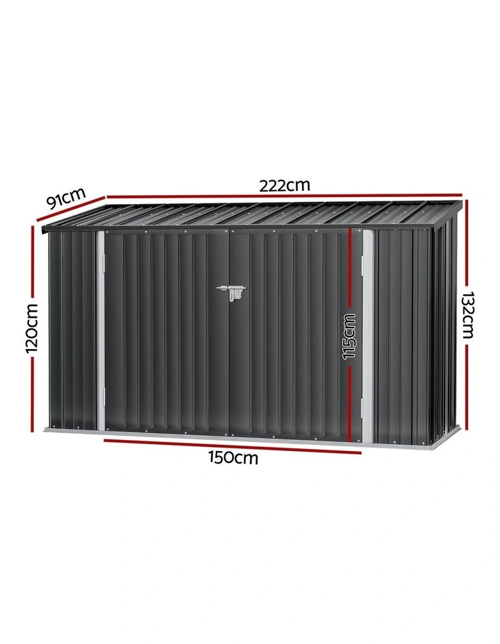 Garden Bike Sheds 2.22x0.91M in Grey image 4