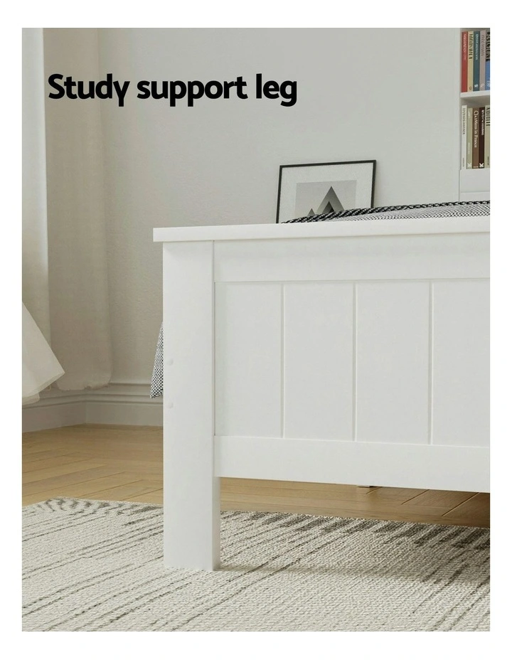 Double Size Wooden With 3 Shelves Bed Frame in White image 7