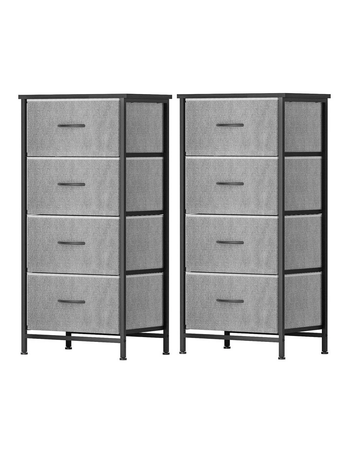 Chest of 4 Storage Drawers Set of 2 in Grey image 1
