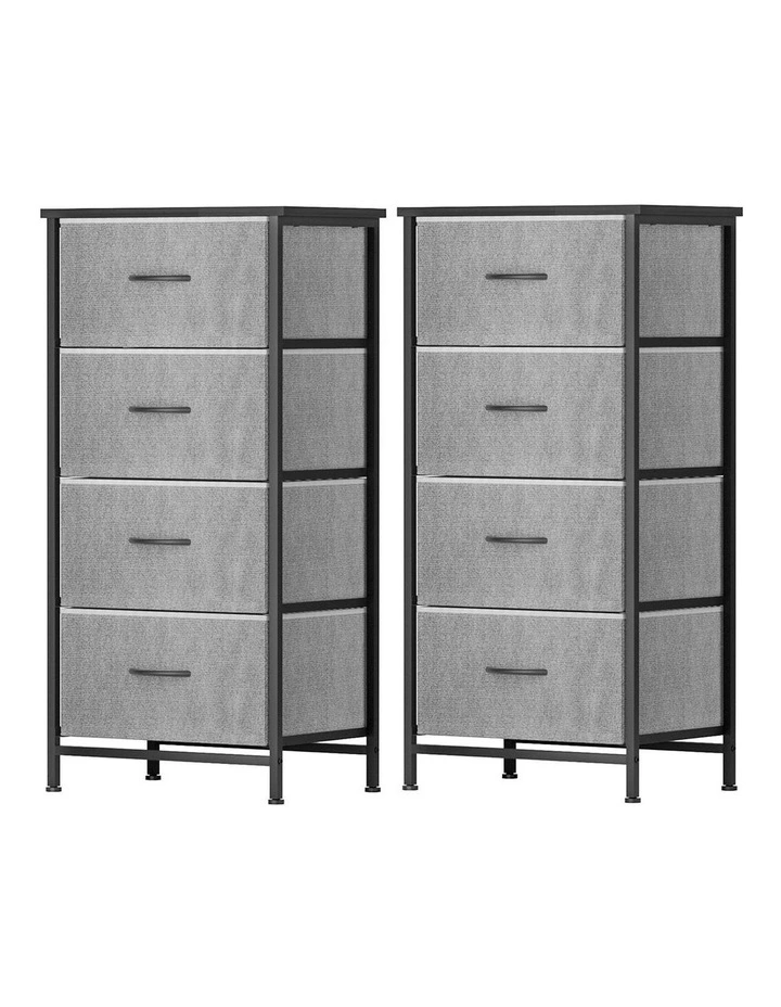 Chest of 4 Storage Drawers Set of 2 in Grey image 2