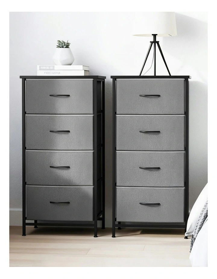 Chest of 4 Storage Drawers Set of 2 in Grey image 3