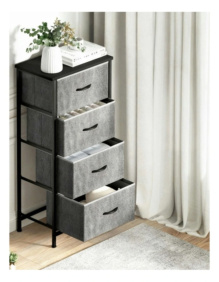 Chest of 4 Storage Drawers Set of 2 in Grey image 5