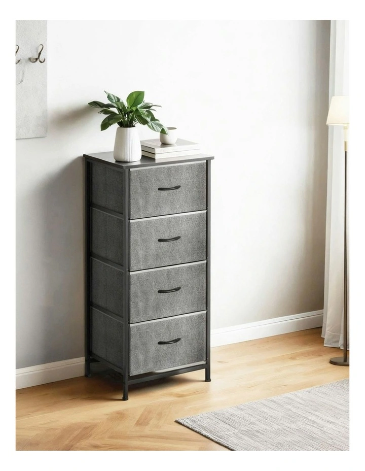Chest of 4 Storage Drawers Set of 2 in Grey image 6