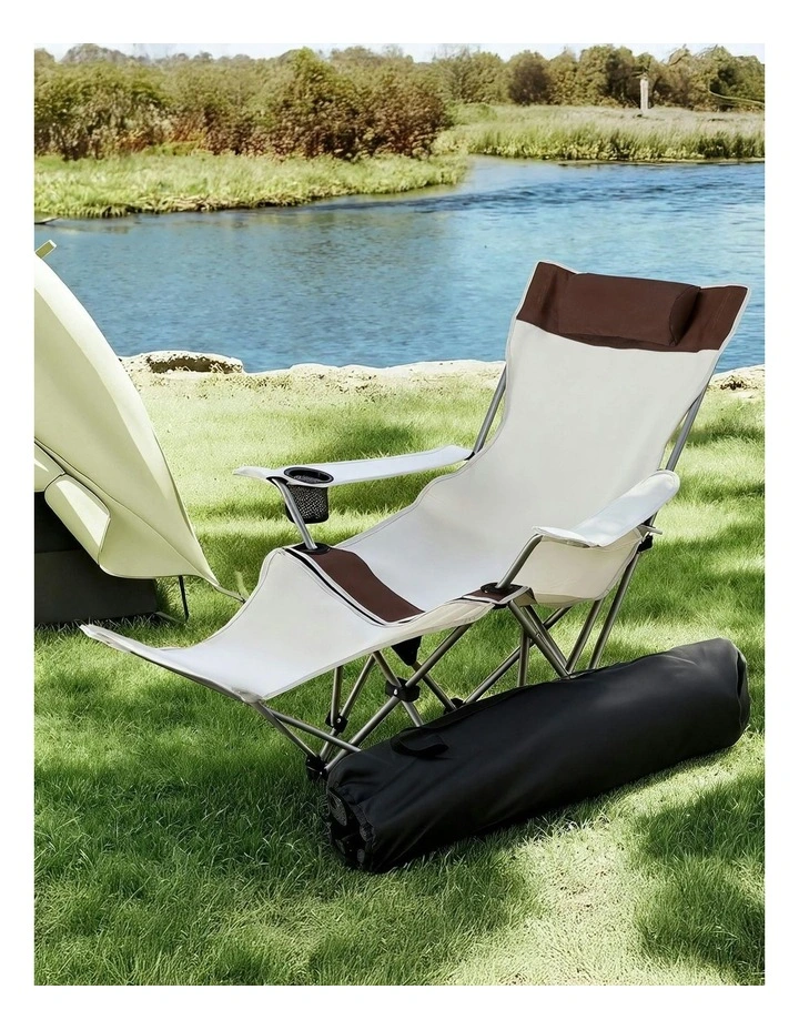Folding Lightweight Camping Chair in Cream image 3