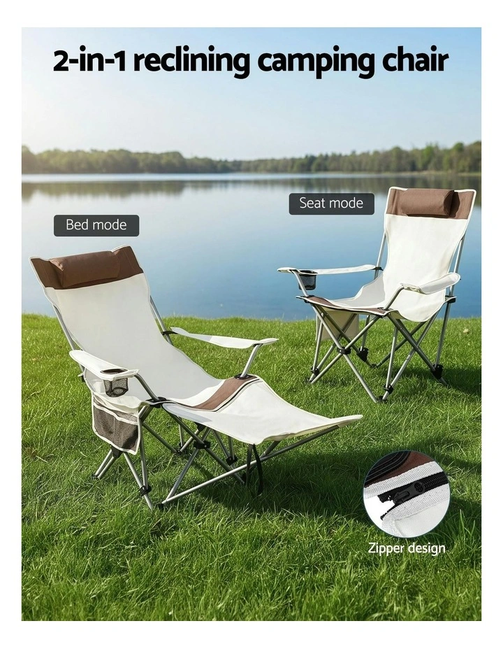 Folding Lightweight Camping Chair in Cream image 4