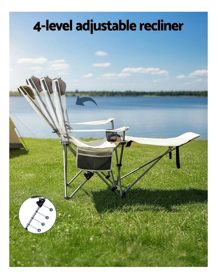 Folding Lightweight Camping Chair in Cream image 5