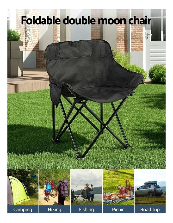 Folding Camping Moon Chair 120kg in Black image 4