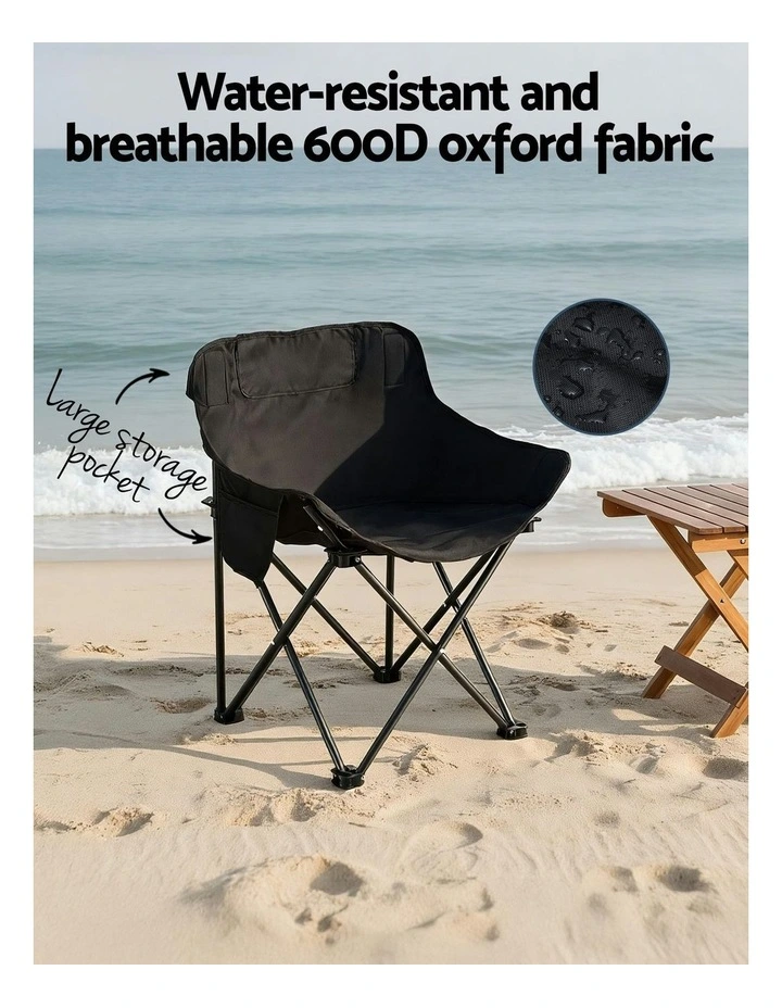 Folding Camping Moon Chair 120kg in Black image 6