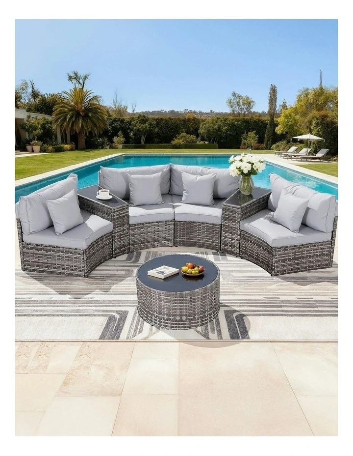 4 Seater Outdoor Sofa Set 7 Pieces in Grey image 3