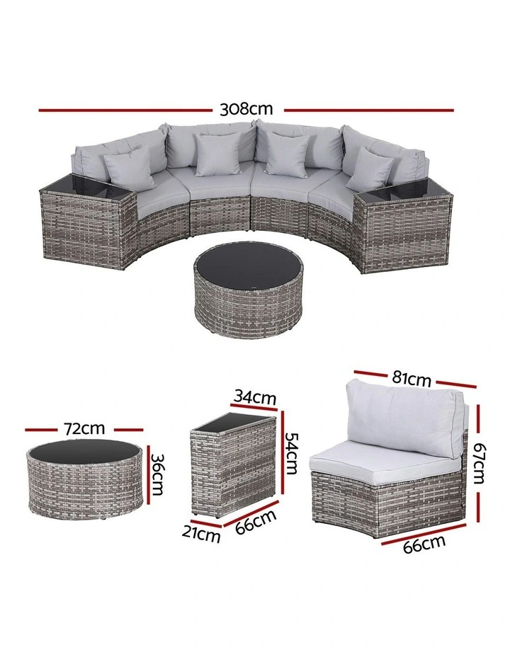 4 Seater Outdoor Sofa Set 7 Pieces in Grey image 4