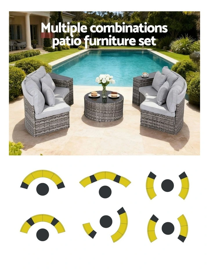 4 Seater Outdoor Sofa Set 7 Pieces in Grey image 5