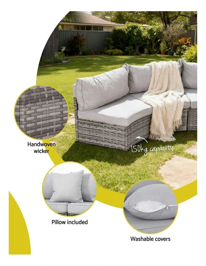 4 Seater Outdoor Sofa Set 7 Pieces in Grey image 6