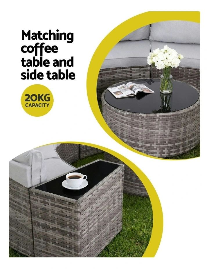 4 Seater Outdoor Sofa Set 7 Pieces in Grey image 7