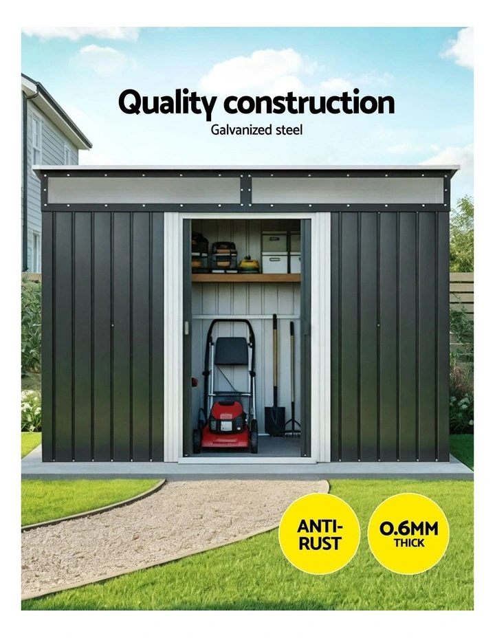 Garden Shed Outdoor Storage 2.60x1.95m in Black image 4