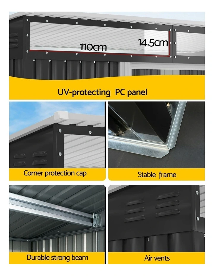 Garden Shed Outdoor Storage 2.60x1.95m in Black image 6