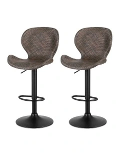 Swivel Gas Lift Counter Chair Wing PE Rattan Bar Stools Set Of 2 in Brown