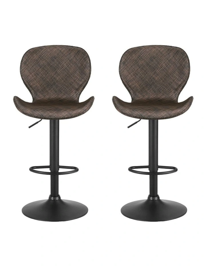 Swivel Gas Lift Counter Chair Wing PE Rattan Bar Stools Set Of 2 in Brown image 2