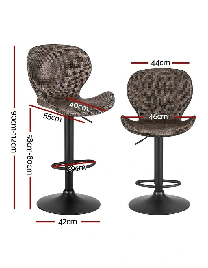 Swivel Gas Lift Counter Chair Wing PE Rattan Bar Stools Set Of 2 in Brown image 4