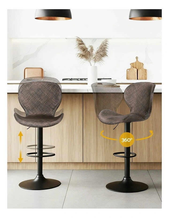 Swivel Gas Lift Counter Chair Wing PE Rattan Bar Stools Set Of 2 in Brown image 5