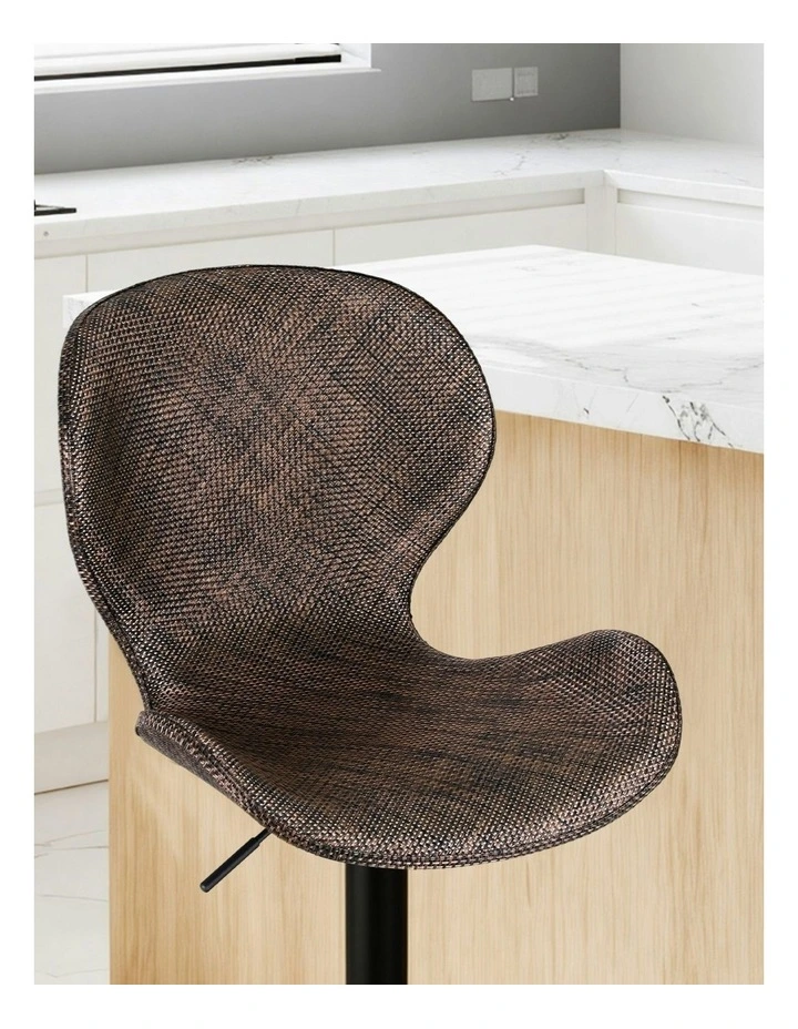 Swivel Gas Lift Counter Chair Wing PE Rattan Bar Stools Set Of 2 in Brown image 6