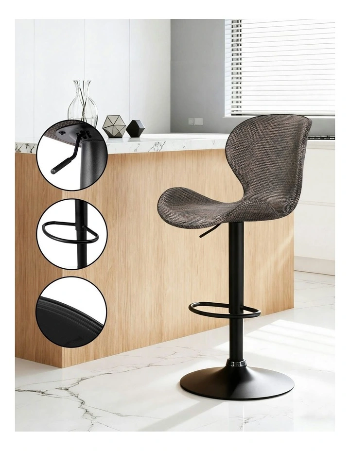 Swivel Gas Lift Counter Chair Wing PE Rattan Bar Stools Set Of 2 in Brown image 7
