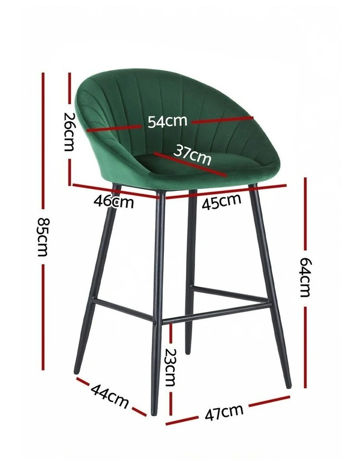 Velvet Bar Stools Set Of 4 in Metal Green image 4