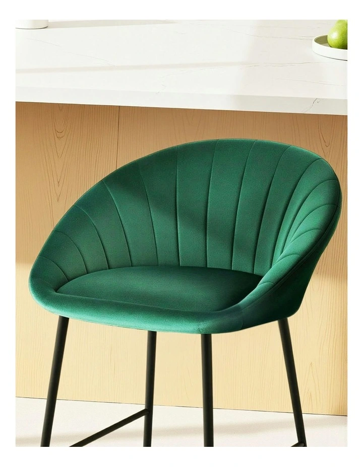 Velvet Bar Stools Set Of 4 in Metal Green image 6