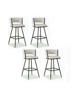 Velvet Bar Stools in Metal Ivory