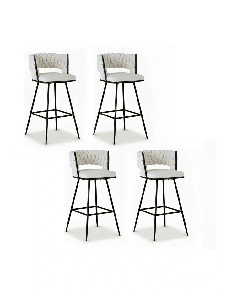 Velvet Bar Stools in Metal Ivory image 1