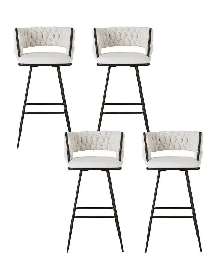 Velvet Bar Stools in Metal Ivory image 2