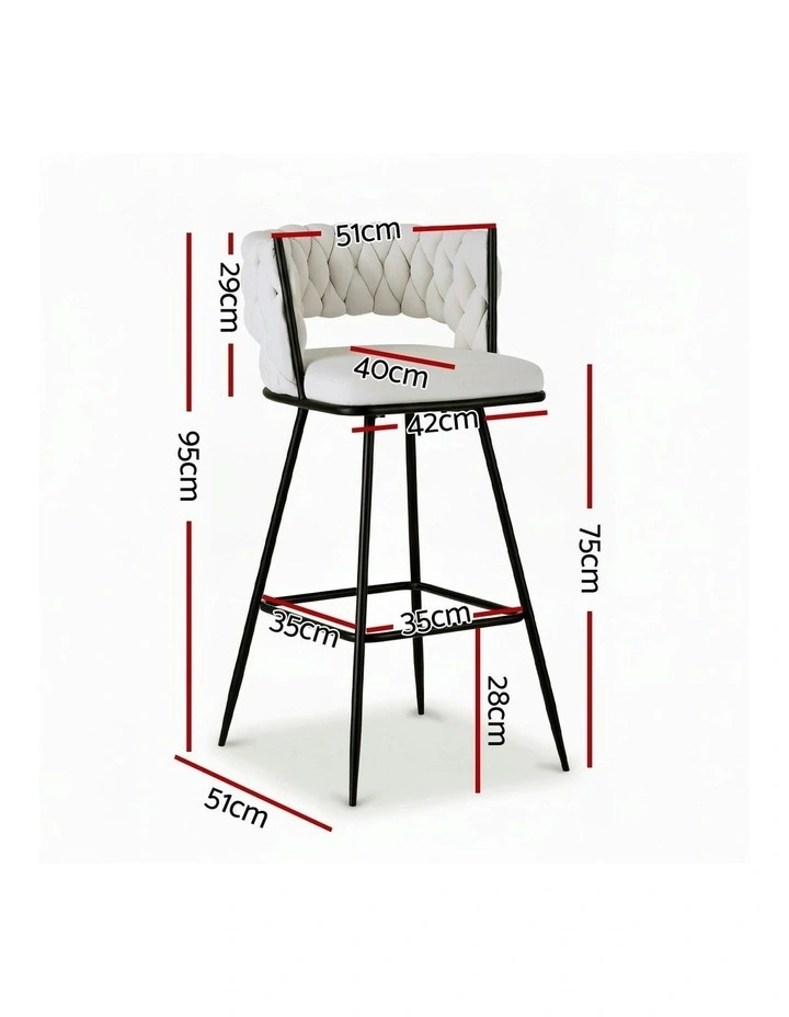 Velvet Bar Stools in Metal Ivory image 4