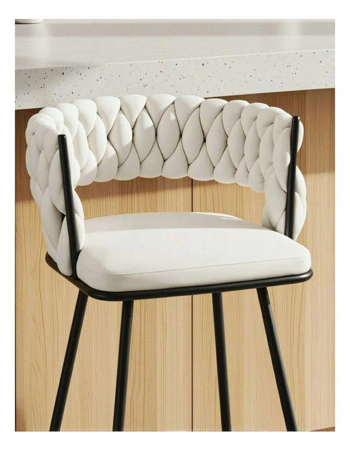Velvet Bar Stools in Metal Ivory image 6