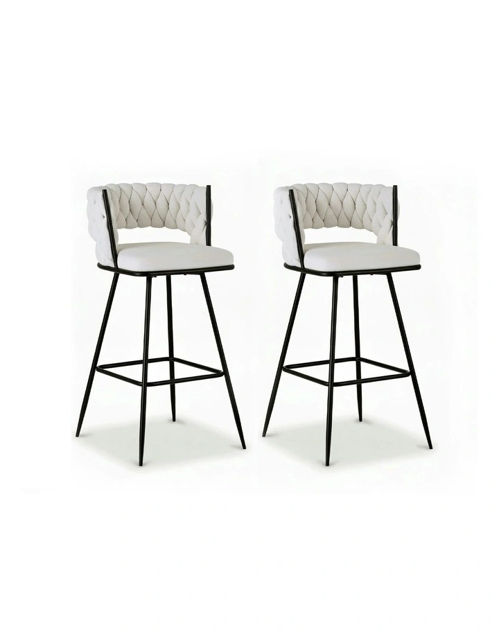 Velvet Bar Stools in Metal Ivory image 1