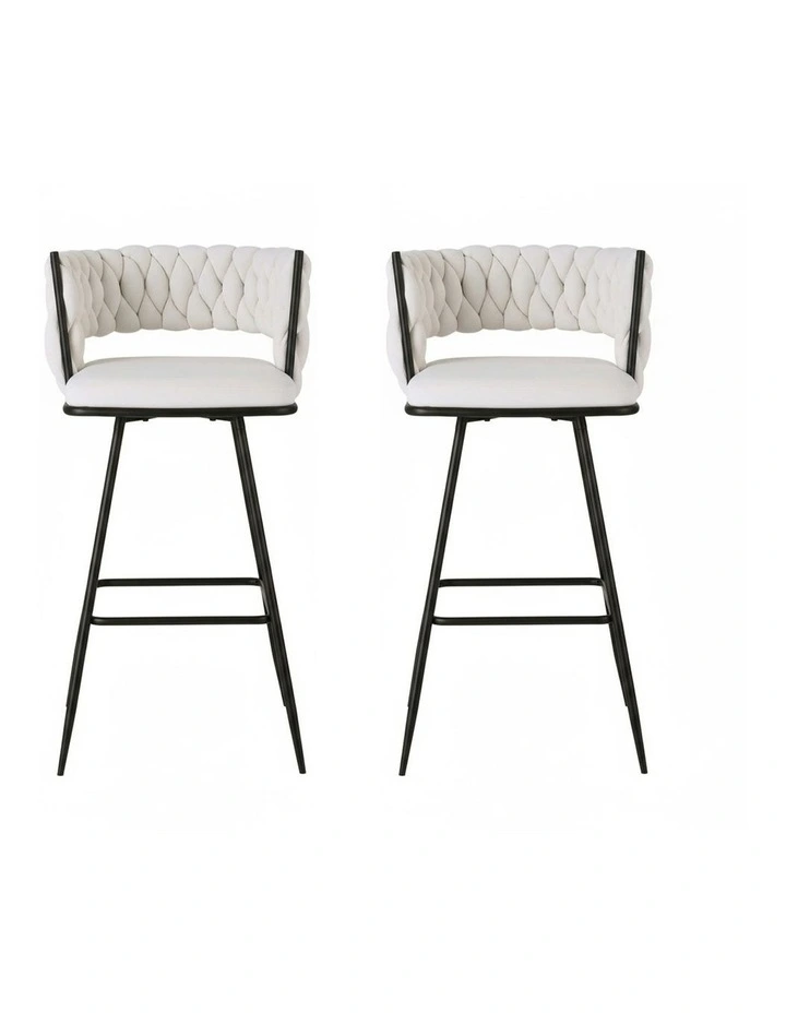 Velvet Bar Stools in Metal Ivory image 2