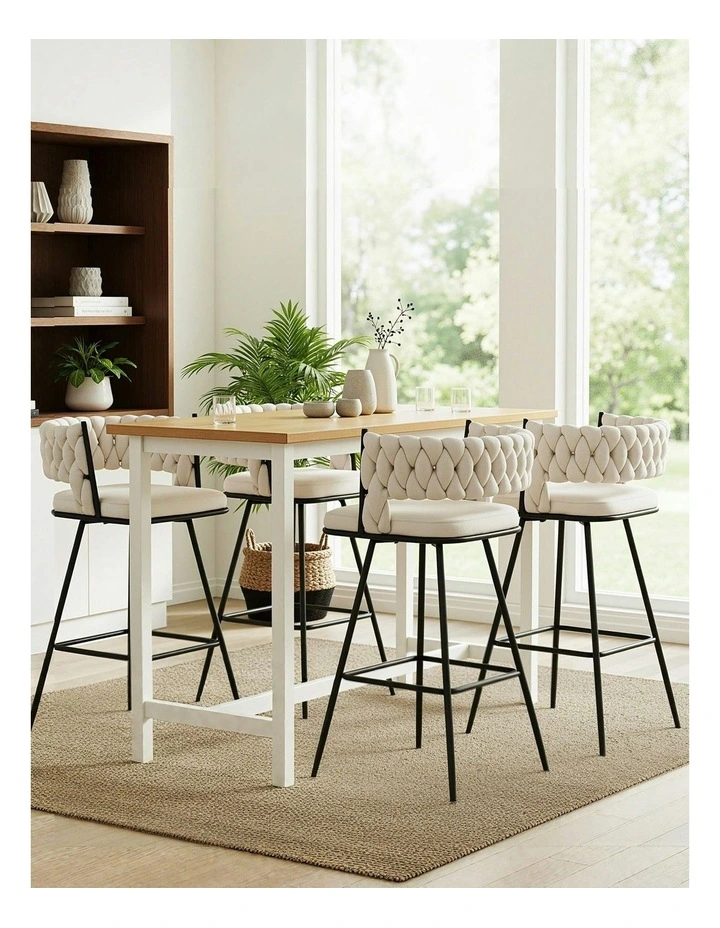 Velvet Bar Stools in Metal Ivory image 4