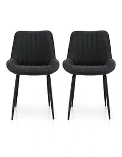Kitchen Lounge Cafe Accent Dining Chairs Set Of 2 in Black