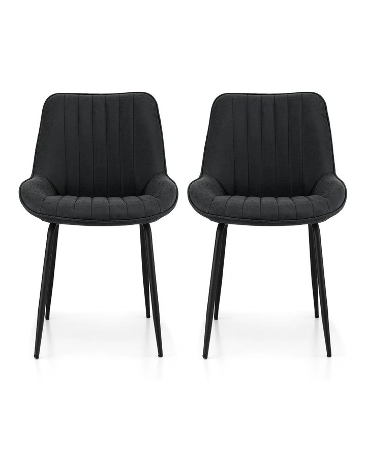 Kitchen Lounge Cafe Accent Dining Chairs Set Of 2 in Black image 1
