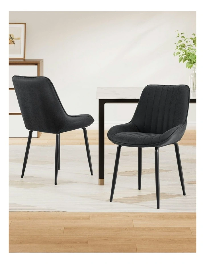 Kitchen Lounge Cafe Accent Dining Chairs Set Of 2 in Black image 3