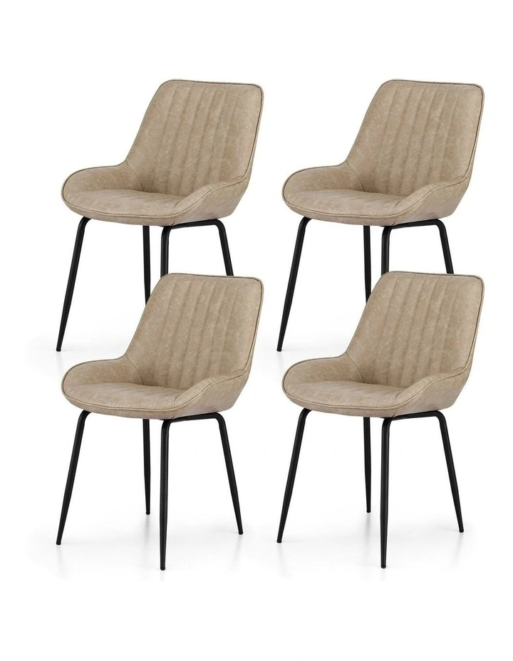 Kitchen Lounge Cafe Accent Dining Chairs Set Of 4 in Khaki image 2