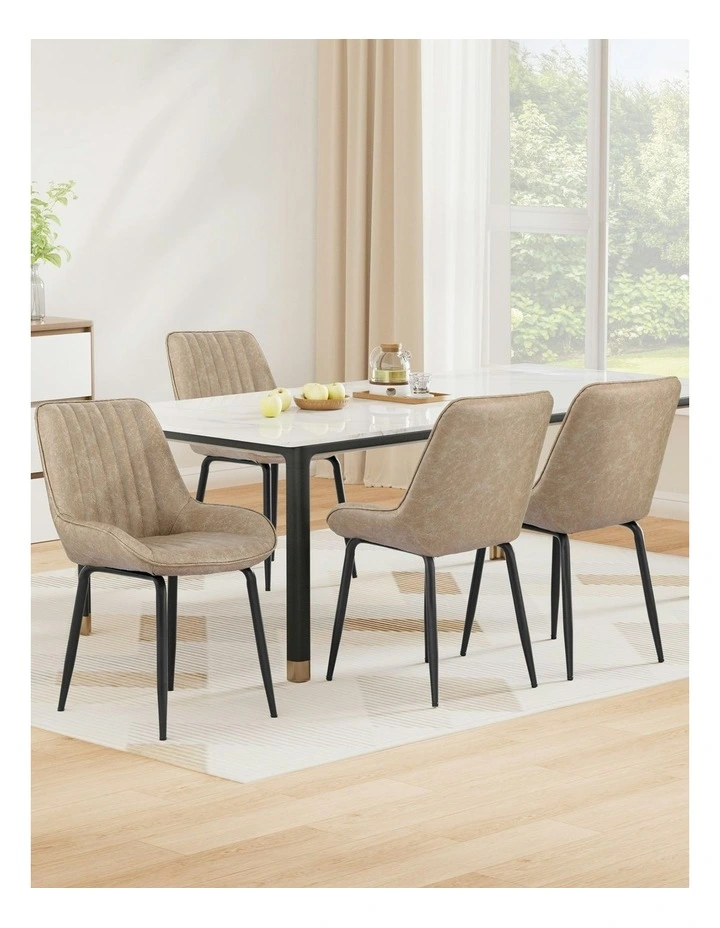 Kitchen Lounge Cafe Accent Dining Chairs Set Of 4 in Khaki image 3