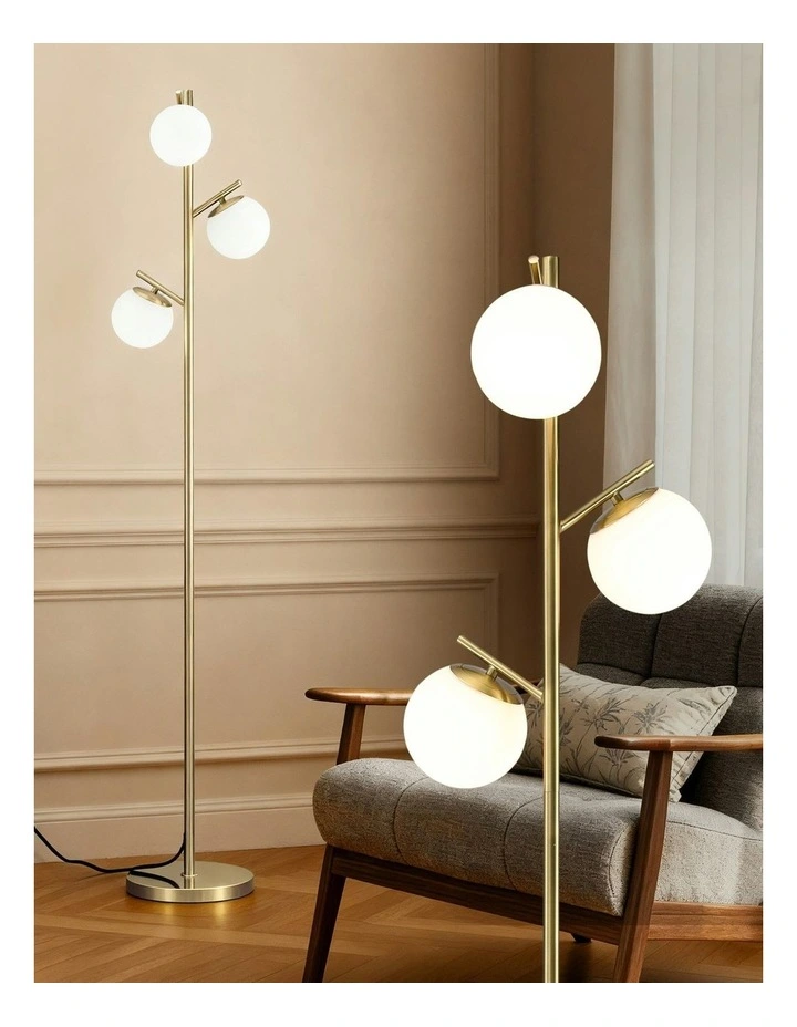 3-Light Tree Floor Lamp 165cm in Gold image 3