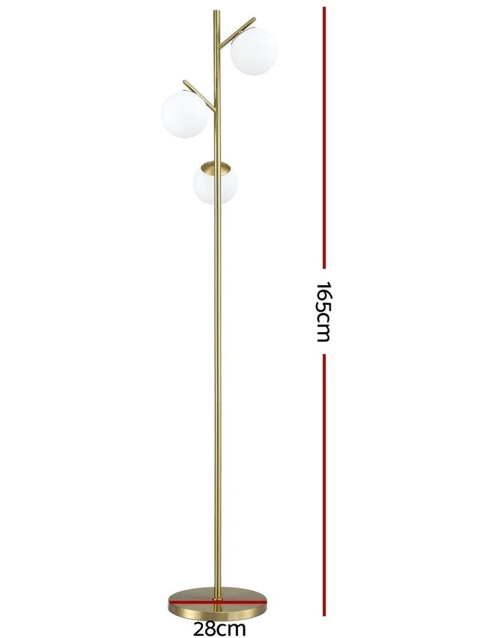 3-Light Tree Floor Lamp 165cm in Gold image 4