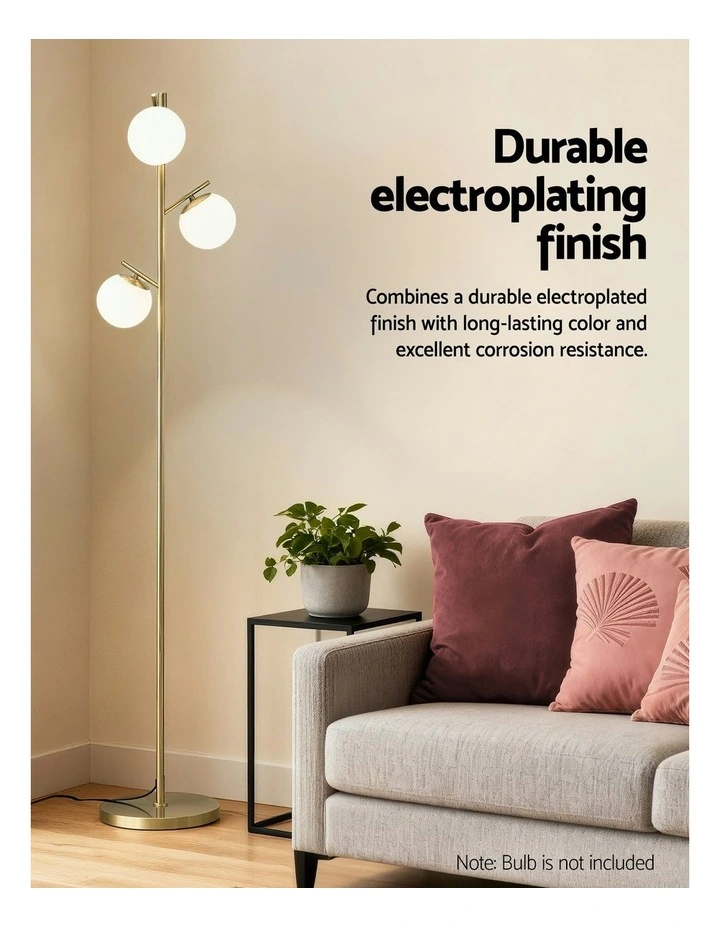 3-Light Tree Floor Lamp 165cm in Gold image 5